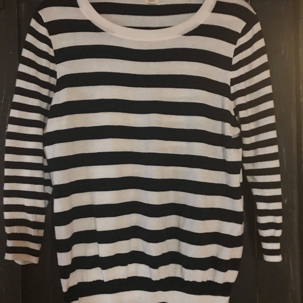 J Crew black and white striped sweater